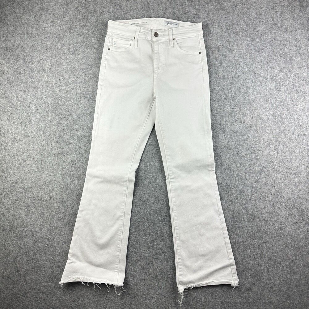 AG Adriano Goldschmied Farrah Boot Crop Jeans Womens 25 High Rise Raw Hem Denim*